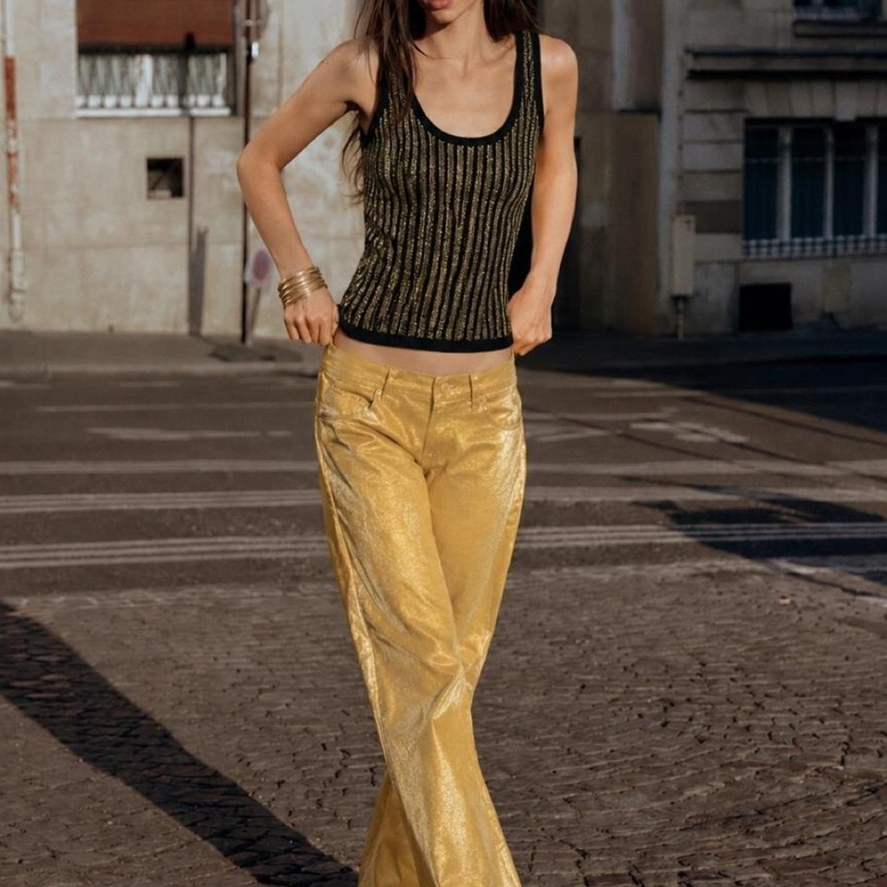 Zara Gold and Yellow top